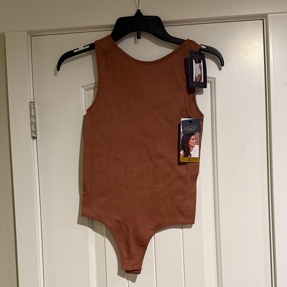 Rachel Rust Ribbed Tank One-Piece Bodysuit